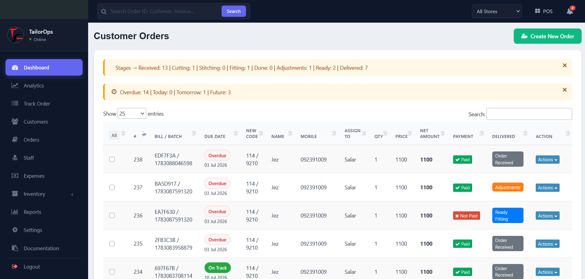 Order Tracking